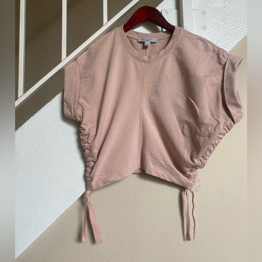 Women's Pink Top with Side Ties short Sleevs. Allsaints